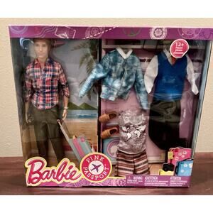 🔴SOLD Barbie Pink Passport Ken Travel Set with Clothes 12+ Pieces NEW